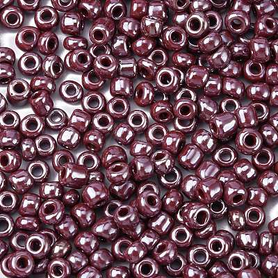 6/0 Opaque Colors Lustered Round Glass Seed Beads X-SEED-A012-4mm-126-1