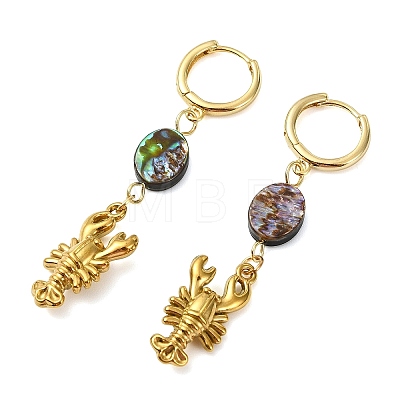 Ocean 304 Stainless Steel and Paua Shell Dangle Earrings EJEW-JE07109-01-1