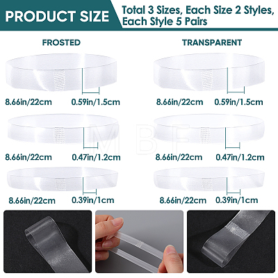 CRASPIRE 30 Pairs 6 Style Transparent TPU Anti-Loose Shoelace for High-heeled Shoes FIND-CP0001-97-1