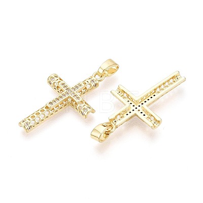 Religion Brass Micro Pave Clear Cubic Zirconia Pendants KK-T080-51G-1