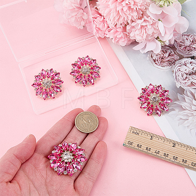 4Pcs Alloy & Glass & Rhinestone Shank Buttons BUTT-FG0001-63C-1