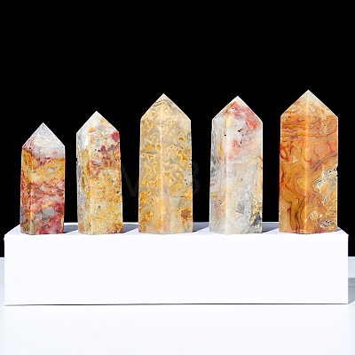 Natural Crazy Agate Pointed Prism Bar Home Display Decoration G-PW0007-106-1