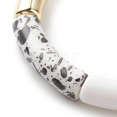 Acrylic Curved Tube Beaded Stretch Bracelet for Women BJEW-JB08437-01-1