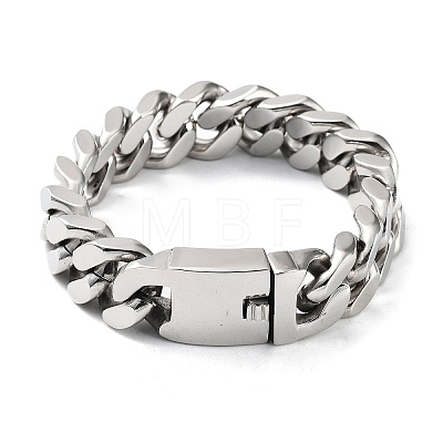 201 Stainless Steel Cuban Link Chains Bracelets for Men & Women LS-BJEW-D031-21A-P-1-1