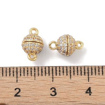 Rack Plating Brass Micro Pave Cubic Zirconia Magnetic Clasps with Loops X-KK-A224-11G-1