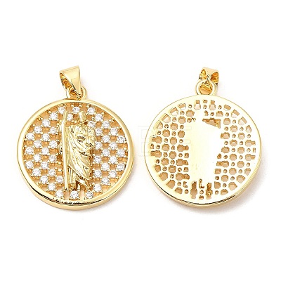 Rack Plating Brass Micro Pave Cubic Zirconia Pendants KK-A185-31G-1