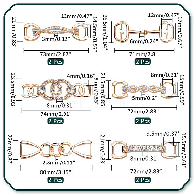   12pcs 6 styles Zinc Alloy Rhinestone Shoe Buckles FIND-PH0017-83-1