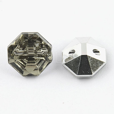 2-Hole Taiwan Acrylic Rhinestone Octagon Buttons BUTT-F016-25mm-19-1