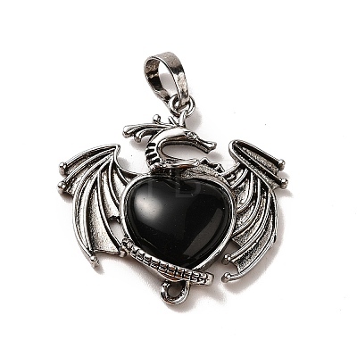 Natural Obsidian Heart Pendants KK-K331-01AS-05-1