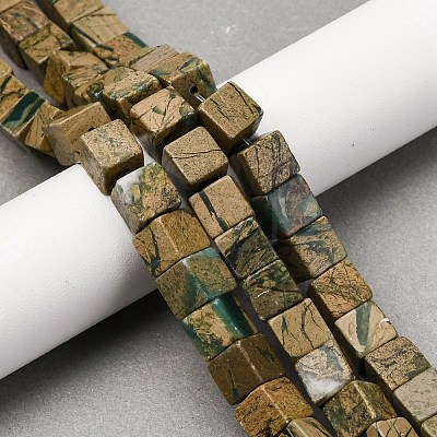 Natural Verdite Stone Beads Strands G-B155-C11-8x8mm-1