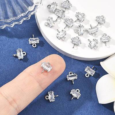 SHEGRACE Brass Pave Cubic Zirconia Rectangle Connector Charms XGRQ2O062-438A-P-1