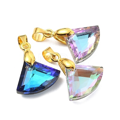AB Color Plated Electroplate Glass Pendants PALLOY-JF05305-02-1