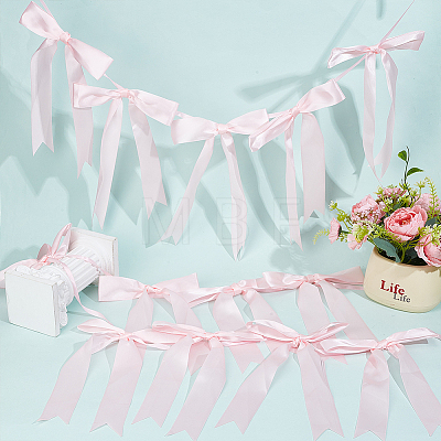 Polyester Bowknot Hanging Banner OFST-WH0004-121B-1