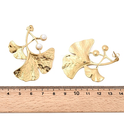 304 Stainless Steel & Plastic Pearl Stud Earrings EJEW-G462-02G-1