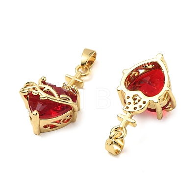 Brass Micro Pave Cubic Zirconia Pendants X-KK-G533-08G-1