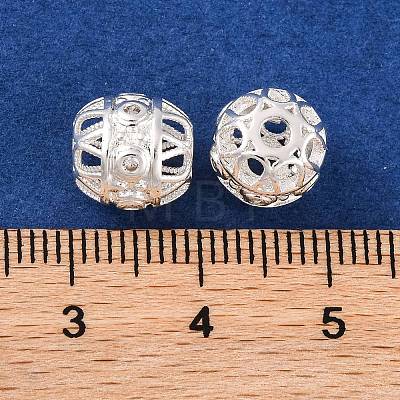 Brass Micro Pave Clear Cubic Zirconia Beads KK-S389-15S-1