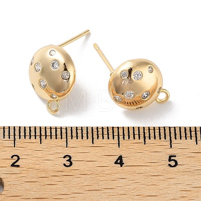 Brass Micro Pave Cubic Zirconia Stud Earring Findings KK-E107-25A-G-1