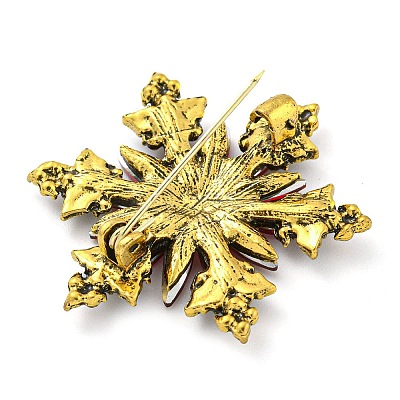 Christmas Theme Golden Zinc Alloy with Rhinestone Brooches JEWB-B018-01AG-07-1