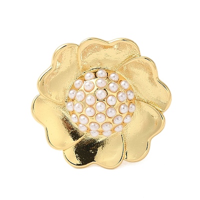 Flower Brass Open Cuff Rings RJEW-A046-06G-1