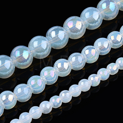 Electroplate Imitation Jade Glass Beads Strands GLAA-T032-J6mm-AB02-1