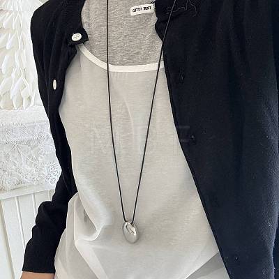 Alloy Pendant Black Waxed Cord Long Necklaces for Women FS-WG7FF48-04-1