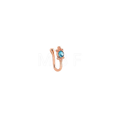 Brass Indicolite Rhinestone Clip on Nose Rings WG0512E-01-1