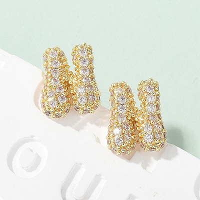 Brass Micro Pave Cubic Zirconia Stud Earrings EJEW-Z091-04G-N-1