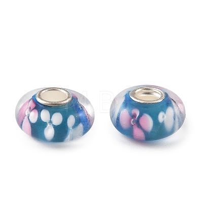 Lampwork & Brass Core European Beads LAMP-P019-01P-17-1