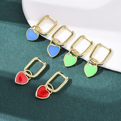 Brass Heart Hoop Earrings EJEW-C174-04G-1
