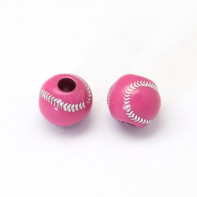 Baseball Plating Acrylic Beads SACR-R886-01-1