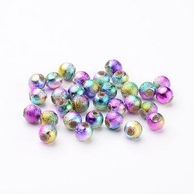 Mixed Colorful Spray Painted Matte Acrylic Round Beads X-PB25P9282-1