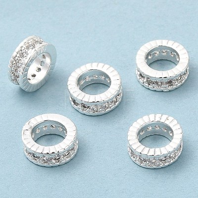 Rack Plating Brass Micro Pave Cubic Zirconia Beads KK-A186-03C-S-1