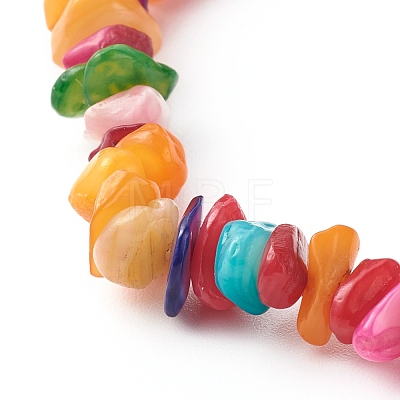 Natural Dyed Chip Shell Beads Stretch Bracelets BJEW-JB06395-02-1