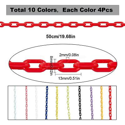 40 Strands 10 Colors Opaque Acrylic Cable Chains SACR-SC0001-15-1