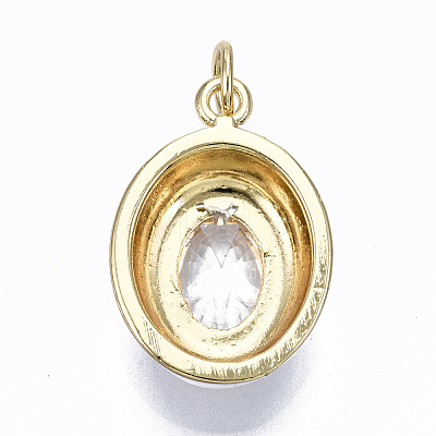 Brass Clear Cubic Zirconia Pendants ZIRC-S067-022-NR-1