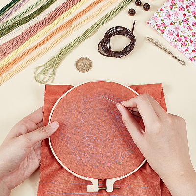 WADORN 3 Sets 3 Colors DIY Embroidery Flower Pattern Drawstring Bag Making Kit DIY-WR0002-55-1