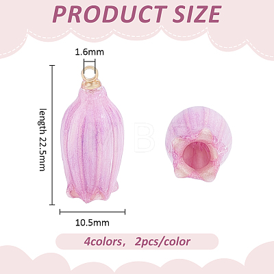 8Pcs 4 Colors Opaque Resin Pendants RESI-ME0001-52-1