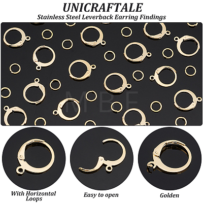 Unicraftale 40Pcs 304 Stainless Steel Leverback Earring Findings STAS-UN0041-83-1