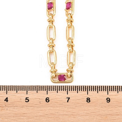 5MM Brass Pave Cubic Zirconia Oval Link Chain Necklaces NJEW-D324-01G-02-1