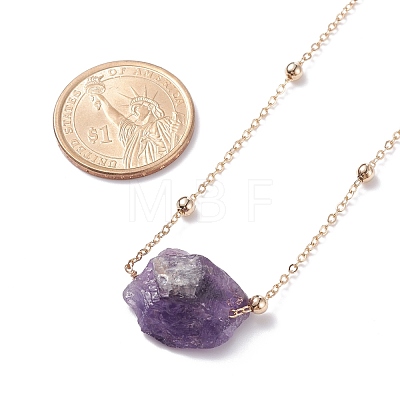 Natural Raw Stone Pendant Necklace for Women NJEW-JN03781-1