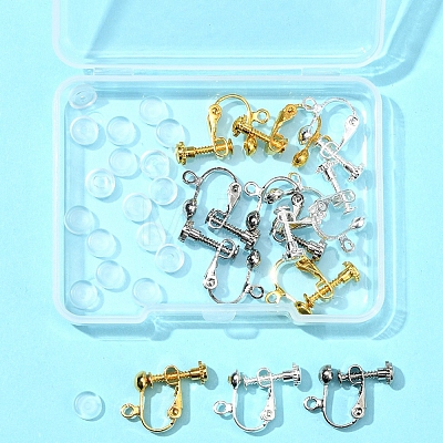 12Pcs 3 Colors Brass Screw On Clip-on Earring Findings KK-FS0001-29-1