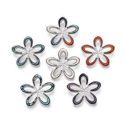 Alloy and Dyed Natural Paua Shell Pendants PALLOY-T093-05M-1