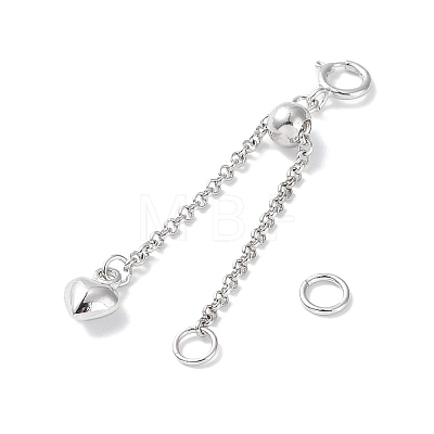 Rhodium Plated 925 Sterling Silver Ends with Chains STER-P050-05P-1