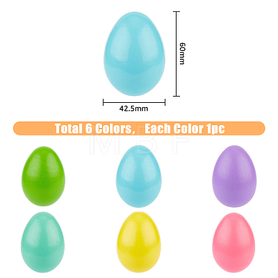 6Pcs 6 Colors Blank Wood Simulation Eggs DIY-FH0005-09-1