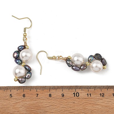 Shell Pearl 304 Stainless Steel Dangle Earrings EJEW-JE07370-01-1
