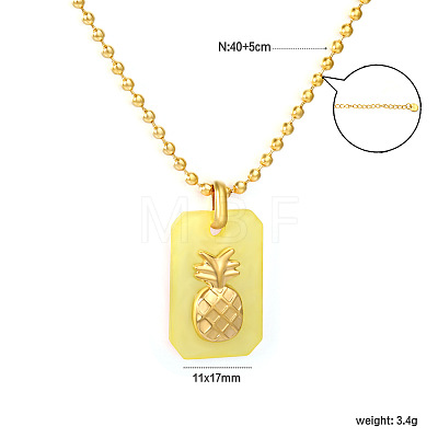 304 Stainless Steel Rectangle with Fruit Pendant Ball Chain Necklaces WGDAD40-03-1