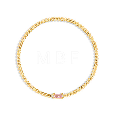 Birthstone 304 Stainless Steel Pave Cubic Zirconia Link Bracelets FS-WG4804B-11-1