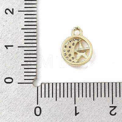 Brass Micro Pave Clear Cubic Zirconia Charms KK-B130-01G-06-1