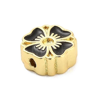 Flower Brass Enamel Bead Rhinestone Settings KK-H527-10G-01-1