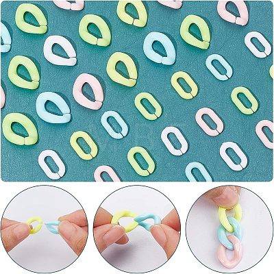 CHGCRAFT 1000Pcs 10 Style Opaque Acrylic Linking Rings FIND-CA0004-84-1